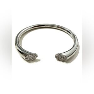 Calvin Klein Silver Tone Crystal Pave Open Cuff Bracelet